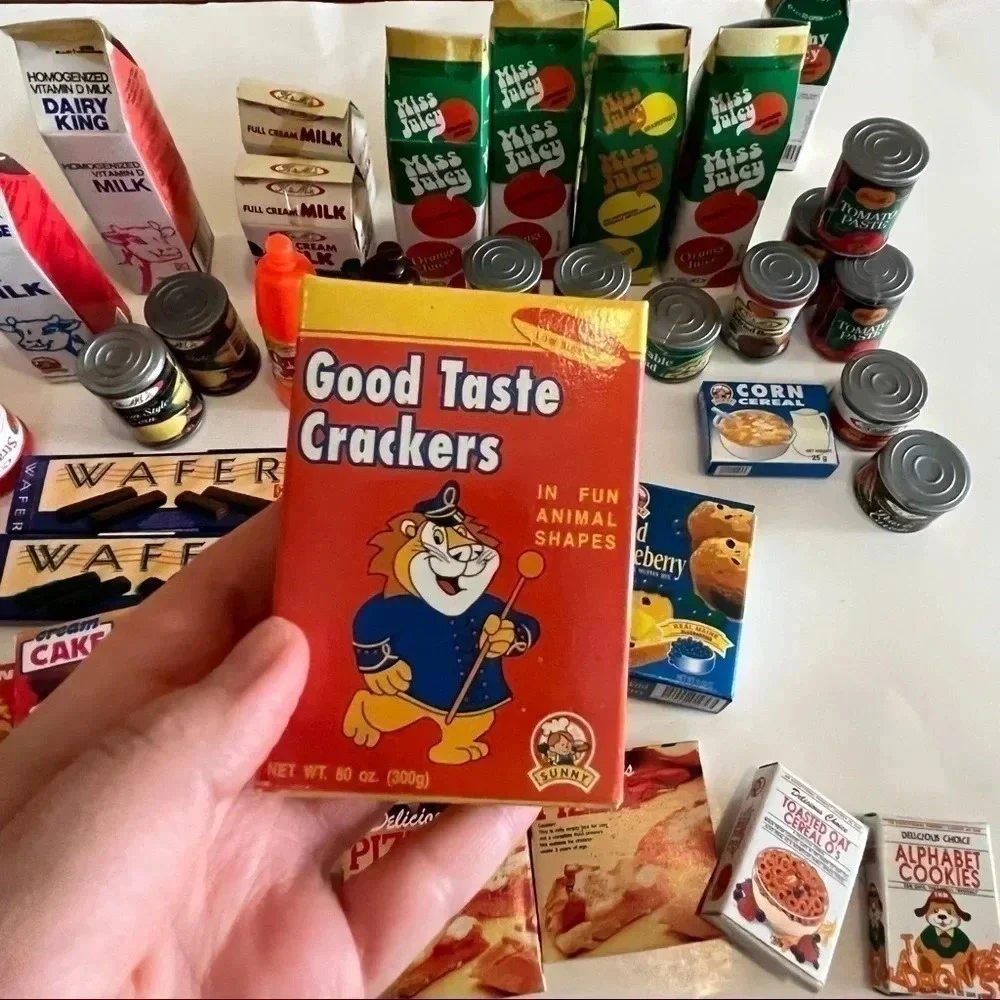 Lot 45 Vtg Pretend Play Food Mini Boxes Cans Coca Cola Progreso Milk Pizza Pasta - Picture 16 of 16